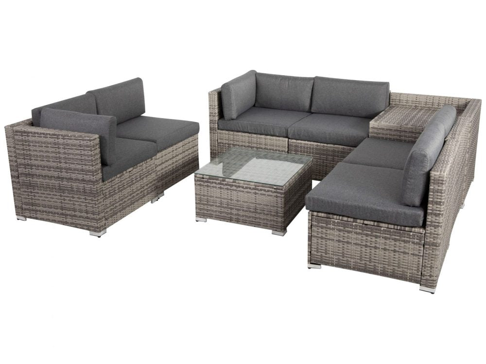 Portsea Deluxe 8 Piece Outdoor Furniture Modular Lounge - Grey